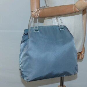 PRADA Hand Bag Nylon plastic Light Blue Silver clear Auth